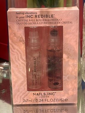 Nails Inc INC.redible Crystal Ball Roller Lip Gloss Duo New Gift Set NIB Quartz